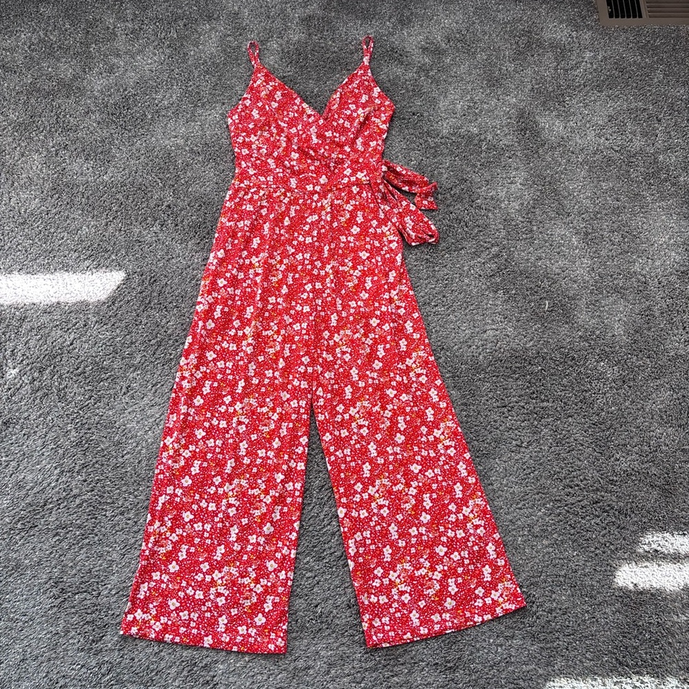 Kaileigh Red Floral Jumpsuit